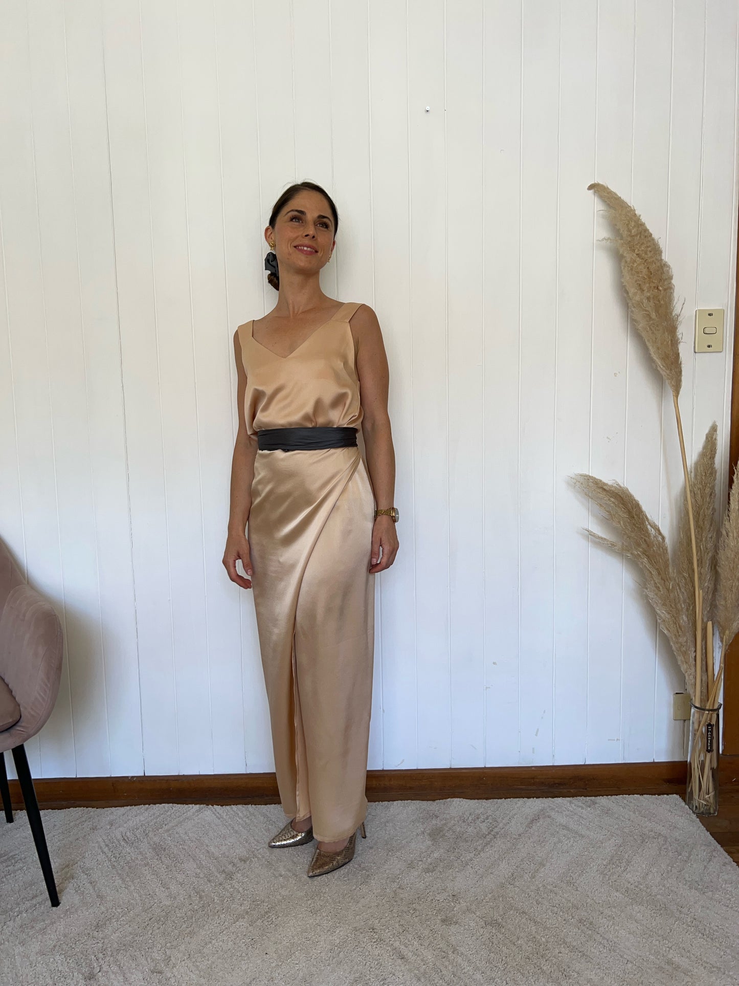 FALDA MAXI DE SEDA NUDE