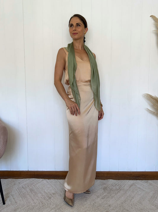 FALDA MAXI DE SEDA NUDE