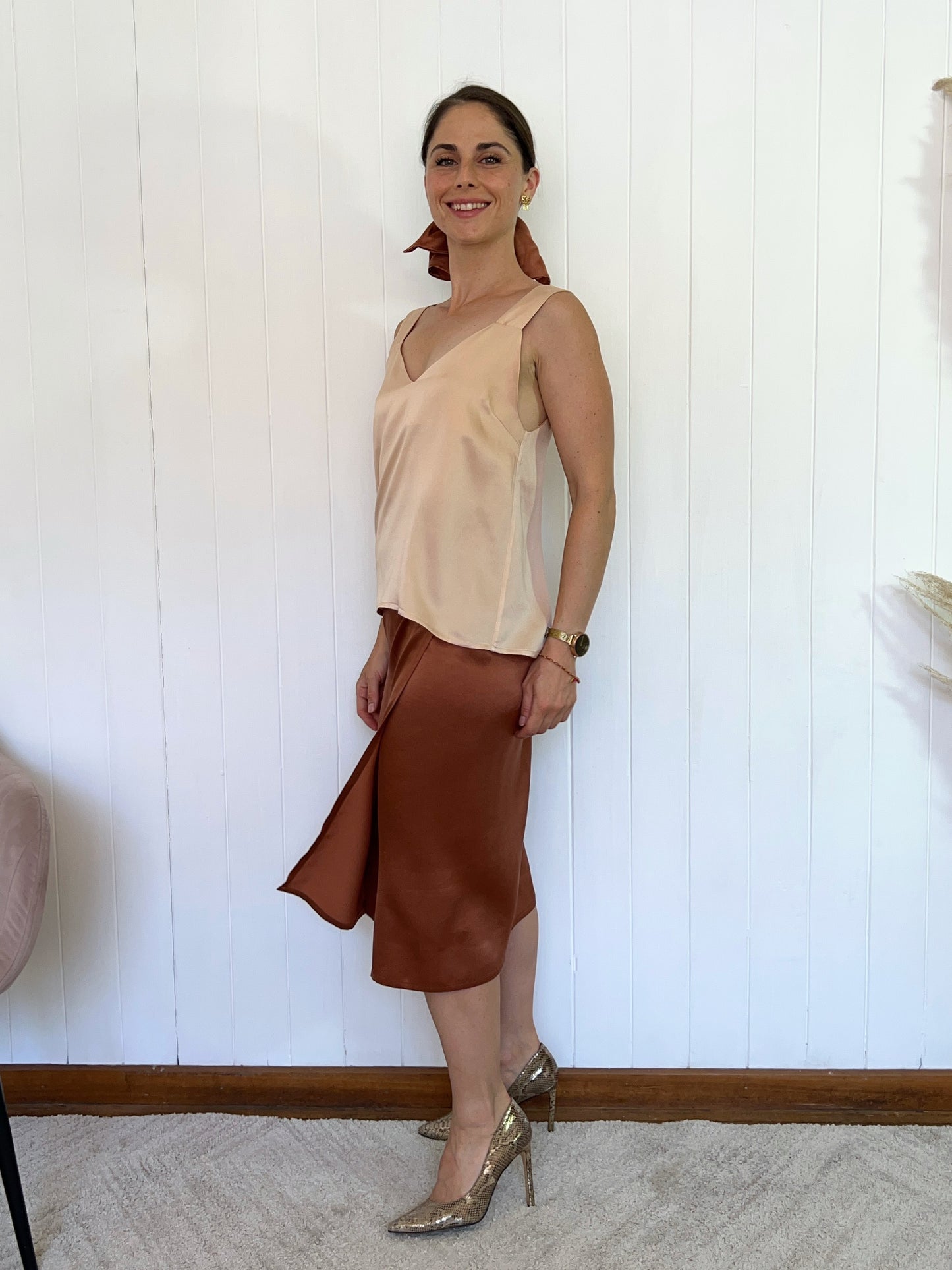 FALDA MIDI CRUZADA DE SEDA
