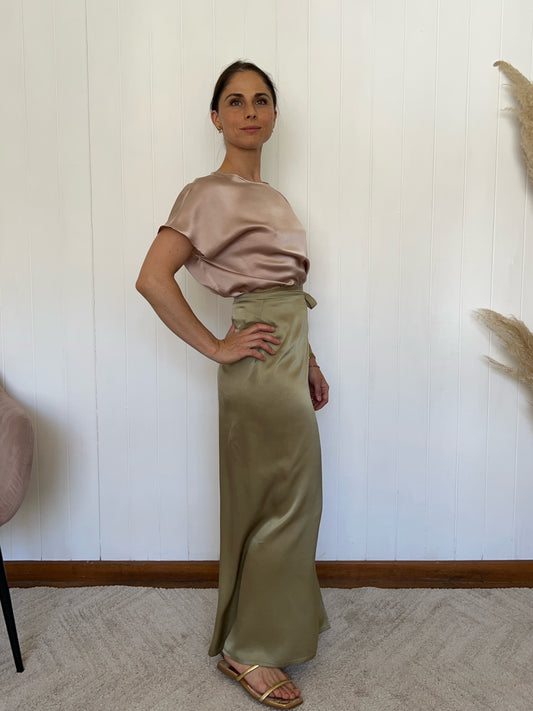 FALDA MAXI CRUZADA DE SEDA